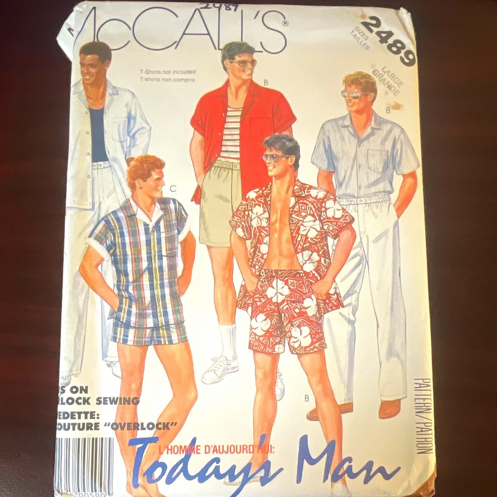 McCall's 2489 Today's Man Sewing Pattern Shirt Pants Shorts Swimsuit Vintage